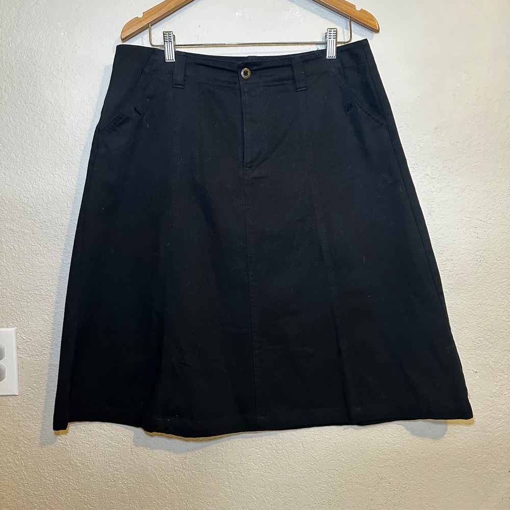 White Stag Womens 14 Short Skirt A-Line Black Zip Closure Boho Office Minimalist